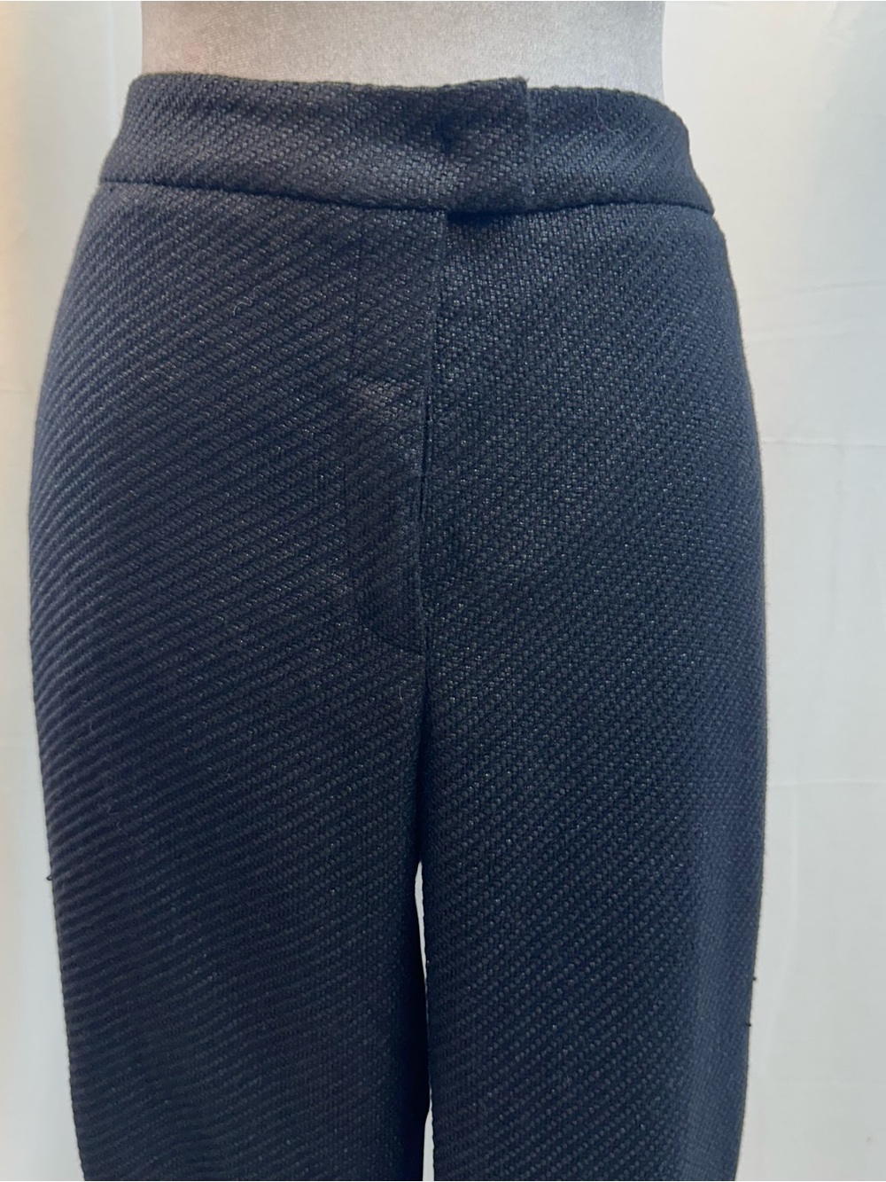 Escada Textured Black Wide-Leg Trousers Pants 42